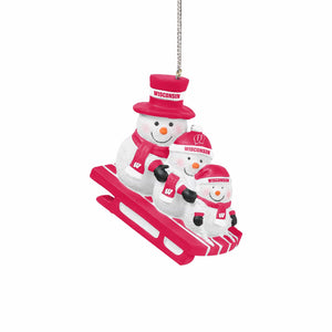 Wisconsin Badgers NCAA Sledding Snowmen Ornament