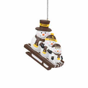 Wyoming Cowboys NCAA Sledding Snowmen Ornament