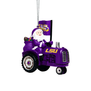 LSU Tigers NCAA Santa Riding Tractor Ornament
