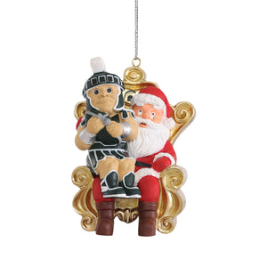 Michigan State Spartans NCAA Sparty Mascot on Santas Lap Ornament