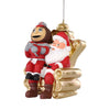 Ohio State Buckeyes NCAA Brutus Buckeye Mascot on Santas Lap Ornament