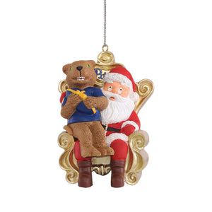 Pittsburgh Panthers NCAA Roc Mascot on Santas Lap Ornament