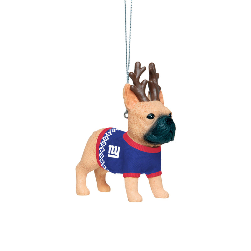 New York Giants NFL French Bulldog Wearing Sweater Ornament