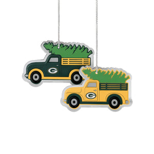 Green Bay Packers NFL 2 Pack Flat Metal Truck Ornaments