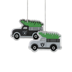 Las Vegas Raiders NFL 2 Pack Flat Metal Truck Ornaments