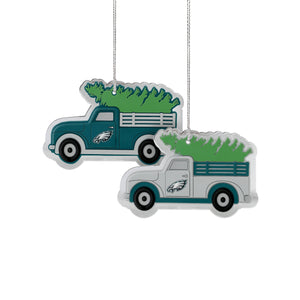 Philadelphia Eagles NFL 2 Pack Flat Metal Truck Ornaments