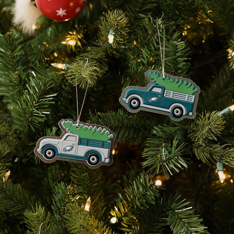 Philadelphia Eagles NFL 2 Pack Flat Metal Truck Ornaments