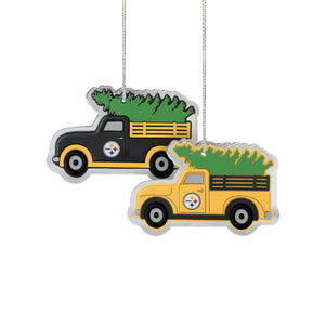 Pittsburgh Steelers NFL 2 Pack Flat Metal Truck Ornaments