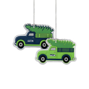 Seattle Seahawks NFL 2 Pack Flat Metal Truck Ornaments