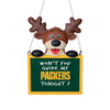 Green Bay Packers NFL Team Logo Reindeer With Sign Holiday Tree Ornament