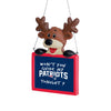 New England Patriots NFL Team Logo Reindeer With Sign Holiday Tree Ornament