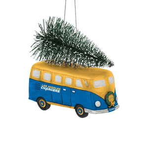 Los Angeles Chargers NFL Retro Bus With Tree Ornament