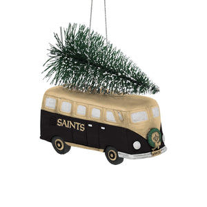 New Orleans Saints Retro Bus With Tree Ornament