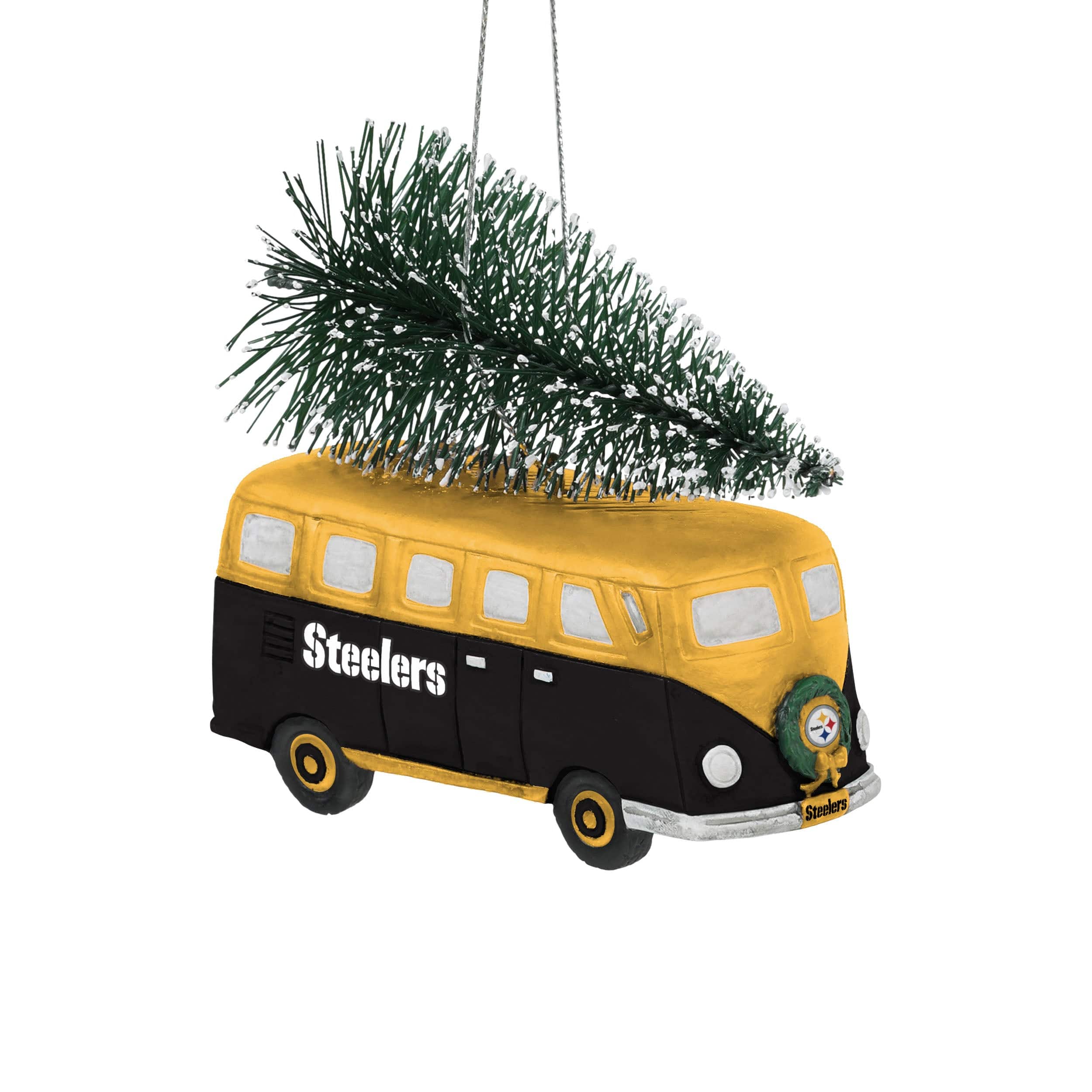 Pittsburgh Steelers Retro Bus With Tree Ornament