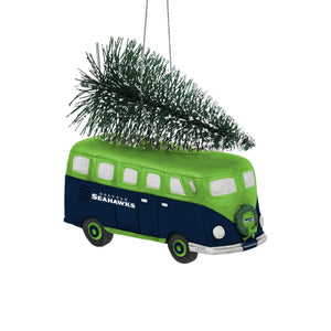 Seattle Seahawks Retro Bus With Tree Ornament