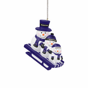 Baltimore Ravens NFL Sledding Snowmen Ornament