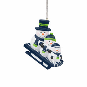 Seattle Seahawks NFL Sledding Snowmen Ornament
