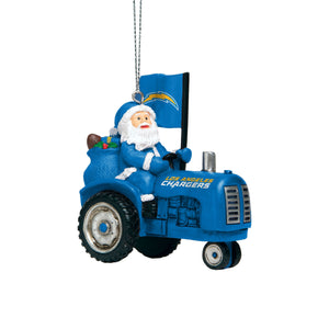 Los Angeles Chargers NFL Santa Riding Tractor Ornament
