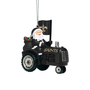 New Orleans Saints NFL Santa Riding Tractor Ornament