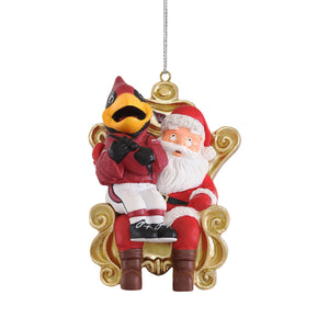 Arizona Cardinals NFL Big Red Mascot on Santas Lap Ornament