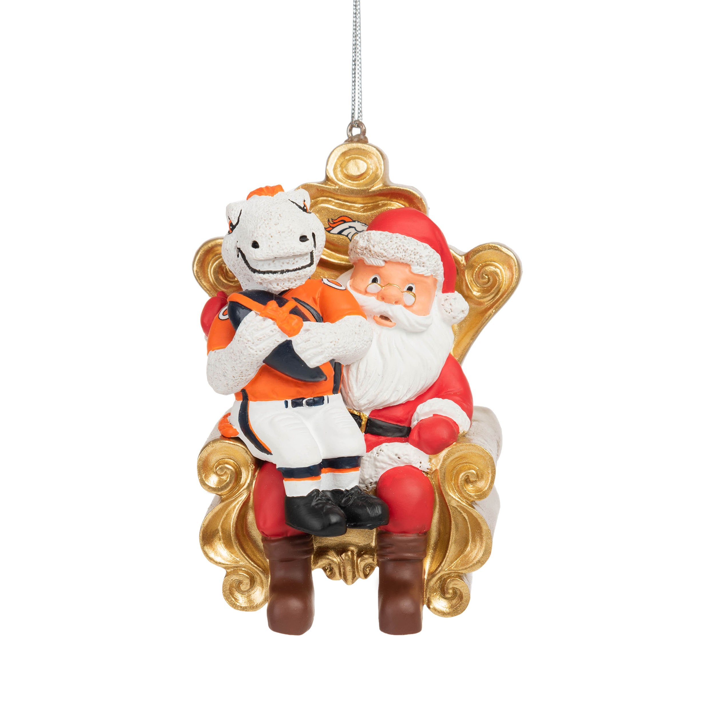 Denver Broncos NFL Mascot on Santa's Lap Ornament - Miles