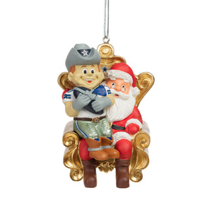 Dallas Cowboys NFL Rowdy Mascot on Santas Lap Ornament