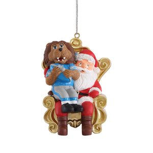Detroit Lions NFL Roary Mascot on Santas Lap Ornament