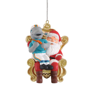 Miami Dolphins NFL TD Mascot on Santas Lap Ornament
