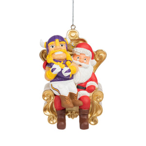 Minnesota Vikings NFL Viktor the Viking Mascot on Santas Lap Ornament