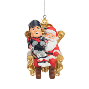 New England Patriots NFL Pat the Patriot Mascot on Santas Lap Ornament