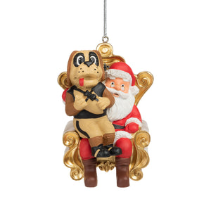 New Orleans Saints NFL Gumbo Mascot on Santas Lap Ornament