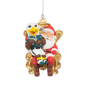 Philadelphia Eagles NFL Swoop Mascot on Santas Lap Ornament