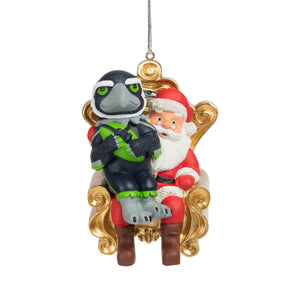 Seattle Seahawks NFL Blitz Mascot on Santas Lap Ornament