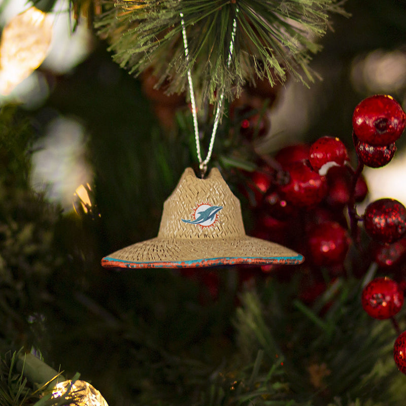 Miami Dolphins NFL Straw Hat Ornament