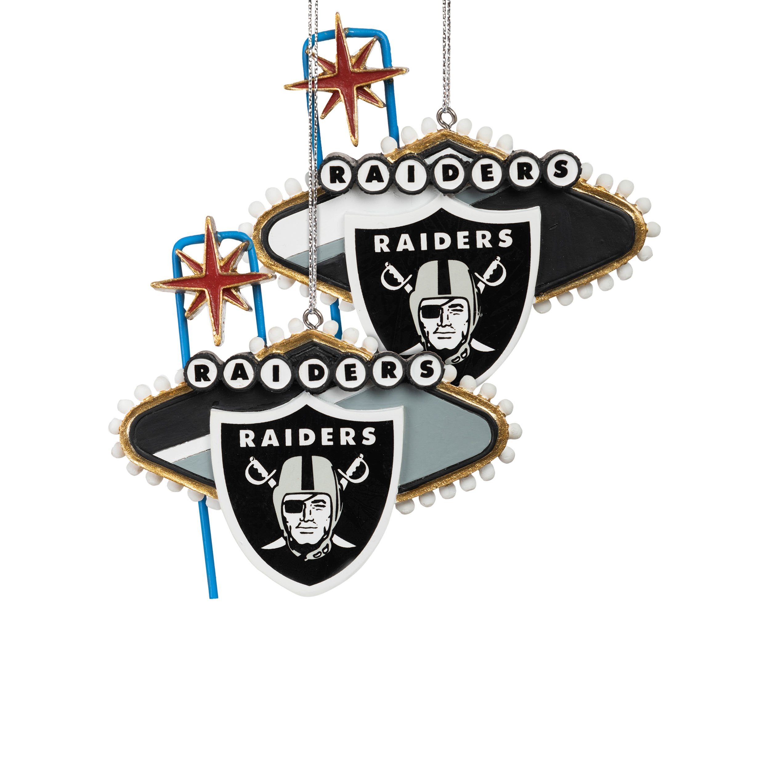 Las Vegas Raiders NFL 12 Pack Plastic Ball Ornament Set