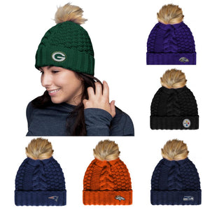 NFL Womens Faux Fur Pom Beanie - Pick Your Team