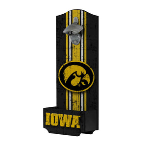 Iowa Hawkeyes NCAA Wooden Bottle Cap Opener Sign