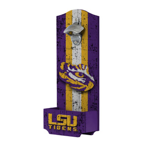LSU Tigers NCAA Wooden Bottle Cap Opener Sign