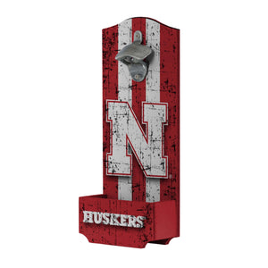 Nebraska Cornhuskers NCAA Wooden Bottle Cap Opener Sign