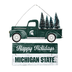 Michigan State Spartans NCAA Wooden Truck With Tree Sign