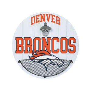 Denver Broncos NFL Bottle Opener Cap Catcher Wall Sign