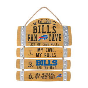 Buffalo Bills NFL Barrel Slat Mancave Sign