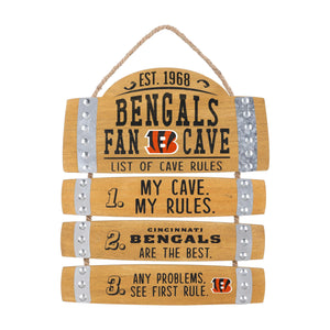 Cincinnati Bengals NFL Barrel Slat Mancave Sign
