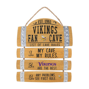 Minnesota Vikings NFL Barrel Slat Mancave Sign