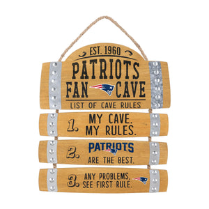 New England Patriots NFL Barrel Slat Mancave Sign