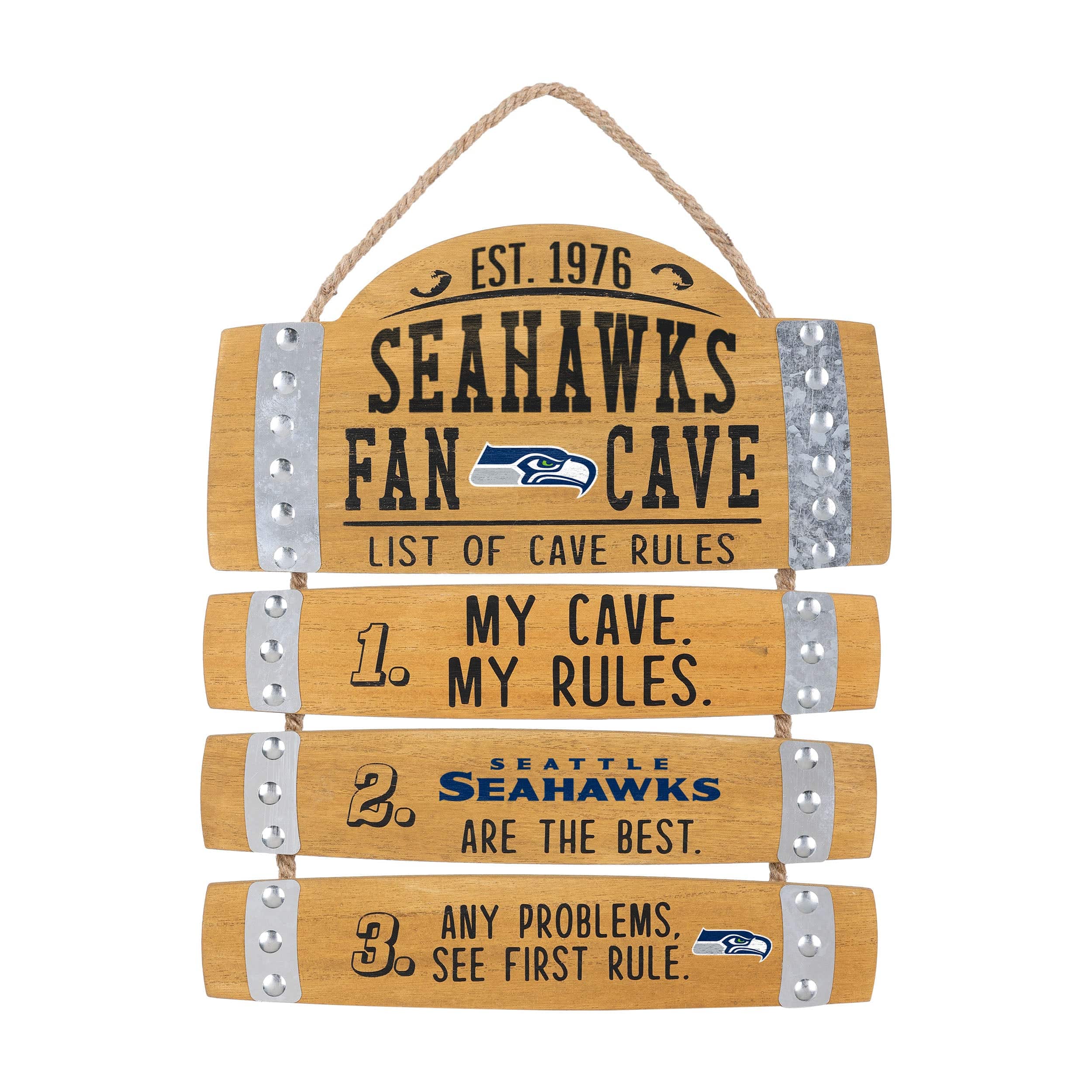 Seattle Seahawks NFL Barrel Slat Mancave Sign