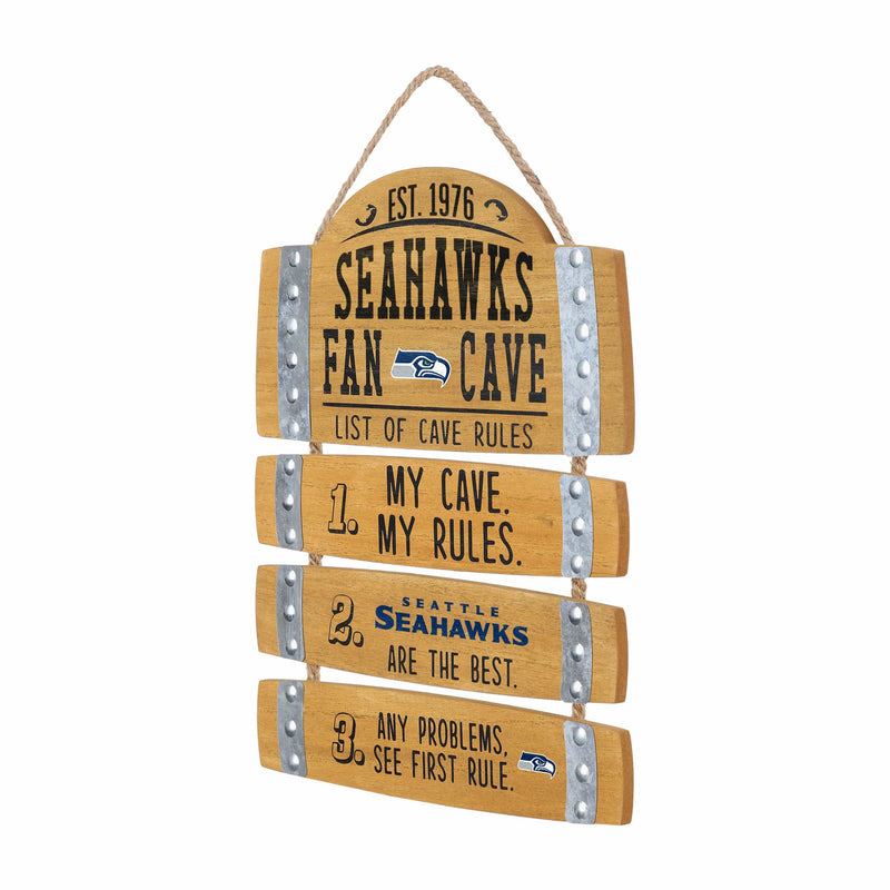 Seattle Seahawks NFL Barrel Slat Mancave Sign