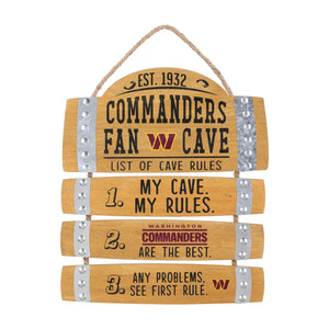 Washington Commanders NFL Barrel Slat Mancave Sign