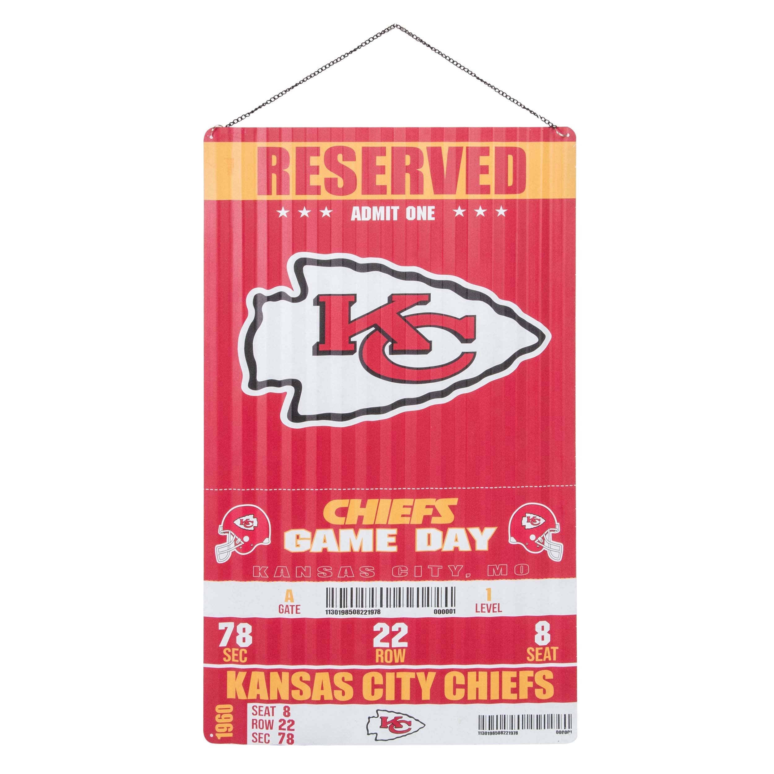 8” Kansas City Chiefs Logo Sign, Kansas City Chiefs Sign