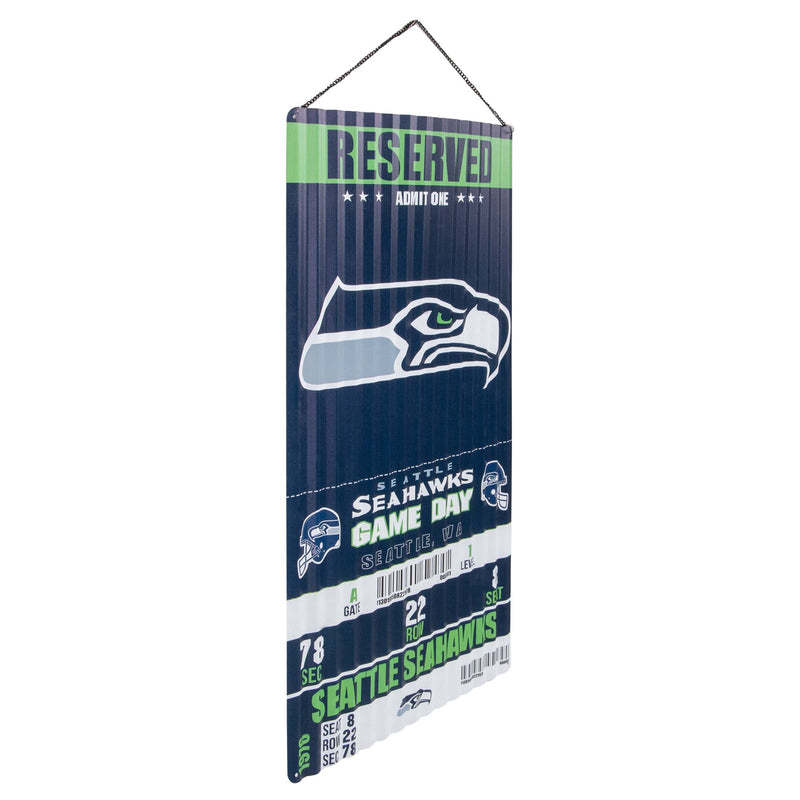 Seattle Seahawks flag, NFL, blue green metal background, american